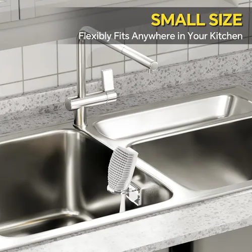 Vista 4 de NiHome 2 cepillos para fregadero de cocina de acrílico transparente, ajuste universal, compatible con todos los tipos de fregaderos