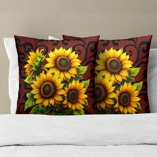 Vista 3 de Giwawa Juego de 2 fundas de almohada decorativas con diseño floral de girasol de 16 x 16 pulgadas, fundas de cojín decorativas para el hogar, sofá