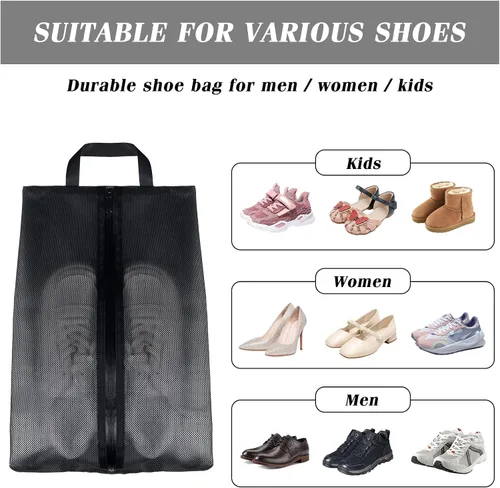 Vista 5 de Moyad Bolsa para zapatos de viaje para hombres y mujeres, paquete de 2 bolsas grandes XXL para zapatos con cremallera, organizador de zapatos, bolsa