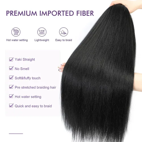 Vista 3 de Cabello trenzado preestirado - 12 pulgadas, 8 paquetes, cabello trenzado corto natural negro para trenzas torcidas o en caja, extensiones de cabello