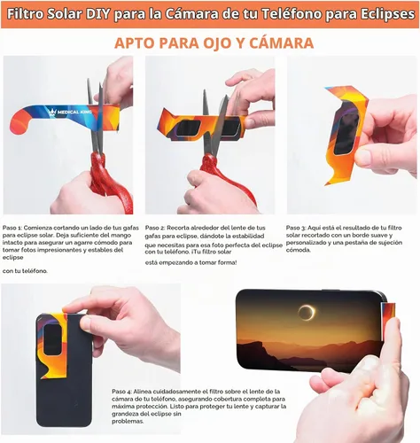 Vista 2 de Medical king Gafas de eclipse solar 2024 con certificación CE e ISO aprobadas 2024 para visión solar directa (paquete de 5)