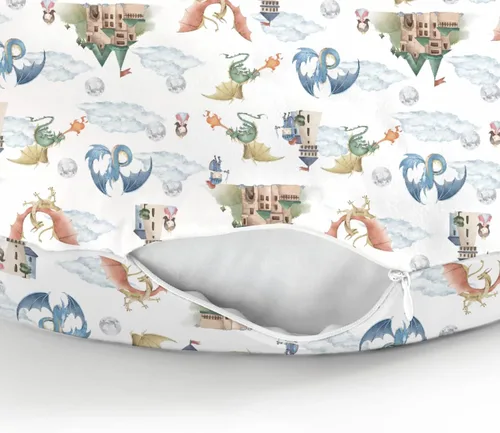 Vista 8 de Fundas de almohada de lactancia de dragón y caballeros de cuento de hadas para niños y niñas, dragones de fantasía, castillo de princesa, funda