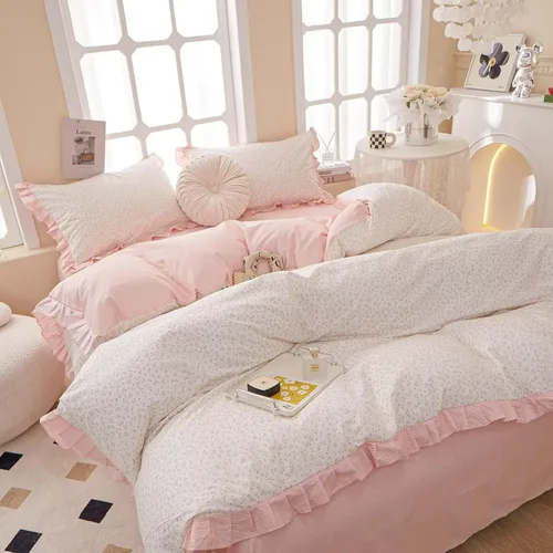 Vista 52 de Funda de edredón de algodón floral tamaño individual con volantes de encaje 100% algodón para adolescentes y niñas, juego de ropa de cama de 3