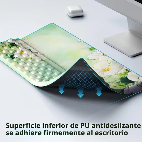 Vista 5 de Ospelelf Almohadilla para reposamuñecas para teclado, cómodo soporte ergonómico para teclado, accesorios de escritorio de oficina, artículos Anémona