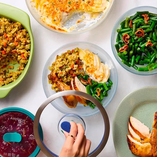 Vista 7 de Anyday Juego de 8 Piezas de Utensilios de Cocina para Microondas y Almacenamiento de Alimentos de Vidrio con Tapas de Vidrio Recipientes Sin