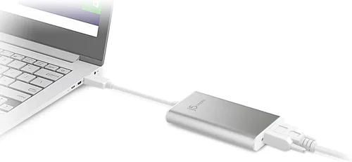 Vista 4 de j5create Adaptador de pantalla USB 2.0 a VGA Conectividad USB Plug & Play, 3 modos de visión, compatible con Windows y Mac