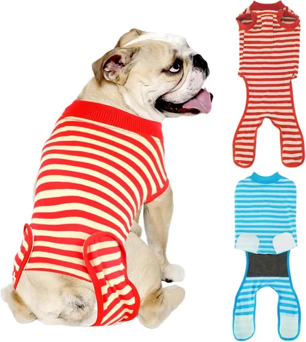 Vista 18 de Paquete de 2 unidades de algodón transpirable para perros de recuperación para después de esterilizar heridas abdominales, protectores profesionales