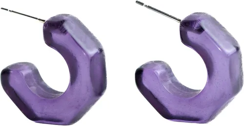 Vista 7 de Leetie Lovendale Gracie Hugger - Aretes de aro hipoalergénicos para mujer, hechos con acero quirúrgico y Lucite, ligeros y cómodos, hechos a mano