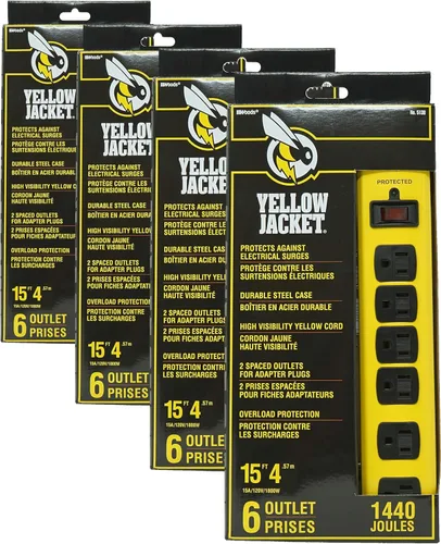 Vista 9 de Yellow Jacket 5138N - Protector de sobretensiones de cableado, con cable de 15 pies, 6 enchufes