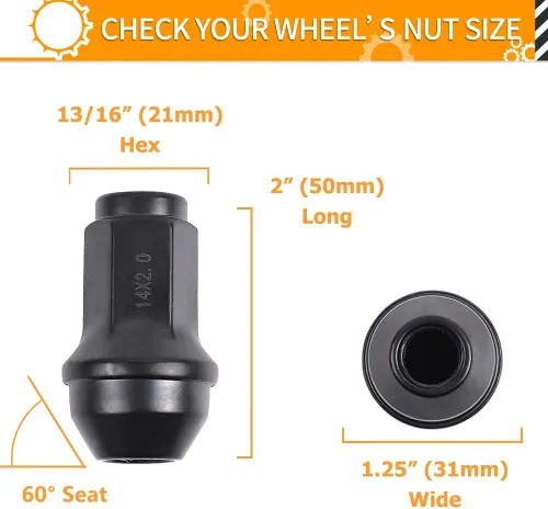 Vista 68 de MIKKUPPA 9/16-18 Tuercas de rueda OEM, reemplazo para tuercas de rueda Dodge Dakota 2005-2010, Durango 2004-2009, ruedas de fábrica Ram 1500
