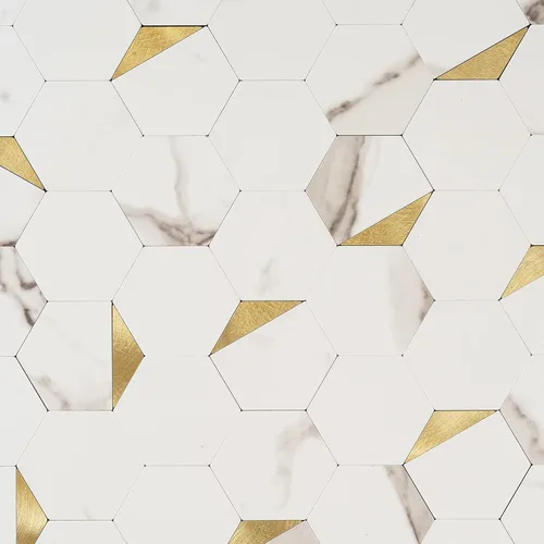 Vista 3 de Azulejo hexagonal para despegar y pegar (muestra de muestra: 5 x 4 pulgadas)