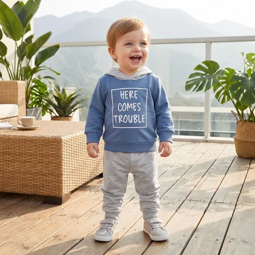 Vista 3 de Conjunto de ropa de otoño e invierno para bebé y niño, sudadera larga con capucha y pantalones para niños pequeños, 6, 12, 18, 24 meses, 2T Adorable