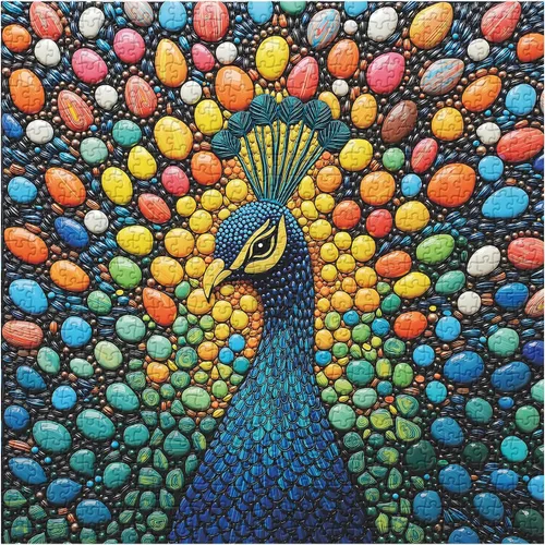 Vista 10 de Rompecabezas de 1000 piezas para la familia de pájaros lindos para adultos, coloridos pájaros con sombreros y bufandas, rompecabezas de animales