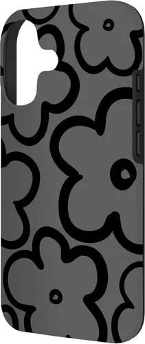 Vista 2 de Cute Flower Pattern Wildflower Charcoal Grey Black Floral Case for iPhone 17