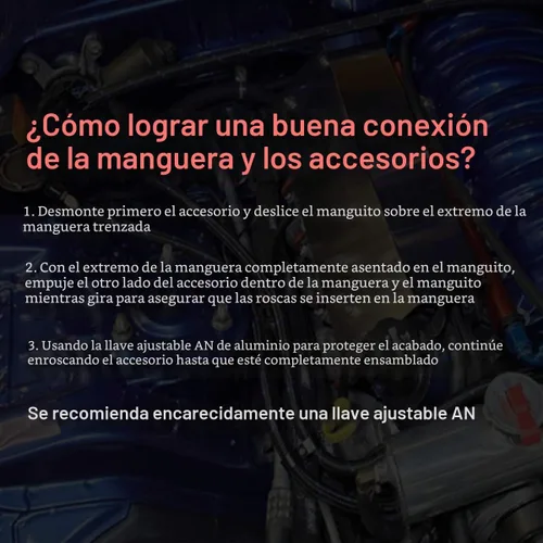 Vista 6 de Manguera de línea de combustible de acero inoxidable trenzado de 20 pies 6AN AN6, 3/8”, color plateado Negro