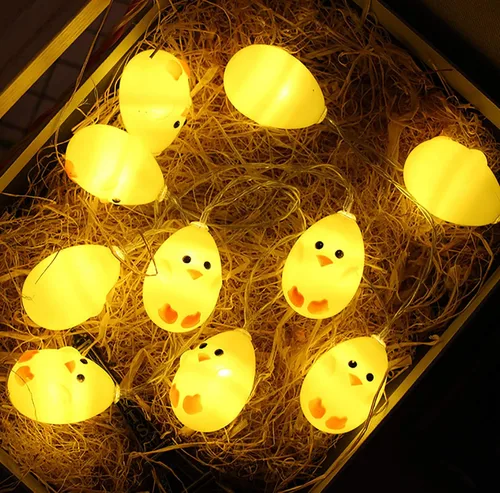 Vista 8 de Luz decorativa de conejo de Pascua, bonita tira de luces flexibles de conejo, funciona con pilas, 5.4 ft, 10 luces LED para decoración del hogar