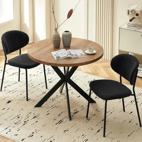 Vista 27 de Homedot Juego de 2 sillas de comedor tapizadas negras, modernas sillas de cocina de mediados de siglo tapizadas con cojín acolchado para comedor