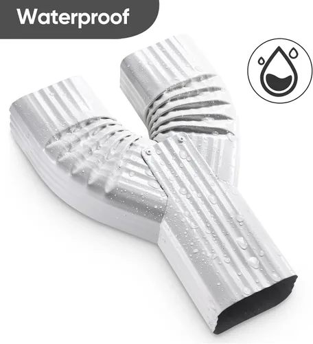 Vista 2 de VYH Desviador en Y de canalón de bajante 2x3, blanco de bajo brillo, bajante en Y, conector Y de bajante de canalón, desviador de bajante, conector