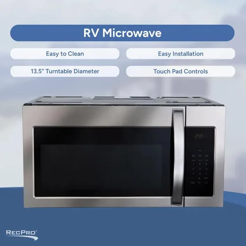 Vista 5 de RecPro Microondas para Autocaravana Sobre la Estufa de 30" Horno de Convección Acero Inoxidable 120V AC 900W Microondas para Camper