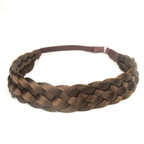 Vista 28 de Diadema clásica de cabello sintético trenzado de 5 hebras, trenzas gruesas y anchas, extensión de cabello con elástico para mujeres y niñas