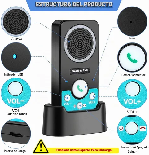 Vista 4 de Sistema de intercomunicación inalámbrico para el hogar, conversación bidireccional manos libres 1000ft Long Range, 8 Adjustable Volume Levels & 4