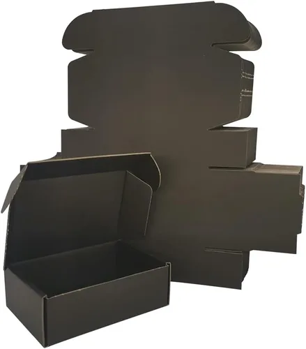Vista 18 de Paquete de 25 cajas de envío pequeñas de 4 x 4 x 1 pulgadas, sobres de cartón corrugado negro para negocios de embalaje por correo (BK441-25)
