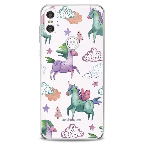 Vista 3 de Funda de TPU compatible con Motorola G9 G8 Plus G7 E20 P40 Z4 Edge 20 G22 Stylus transparente Animal Unicorn Pattern Teen Kawaii Horse Soft Kids