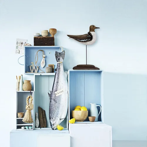 Vista 6 de Estatua de pájaro marino de madera, gaviota en el soporte, escultura náutica de aves costeras, para interiores y exteriores, figura de animales