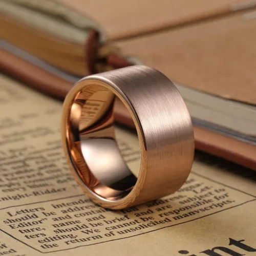 Vista 3 de King Will Glory 6mm8mm10mm12mm 18K Rose Gold Tungsten Carbide Wedding Band Ring Pipe Cut Brushed FinishLine Grooved Dome for Unisex Comfort Fit
