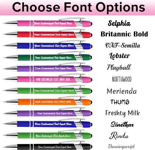 Vista 3 de Bolígrafo personalizado, 50 bolígrafos personalizados, grabado a granel con logotipo de nombre, lápiz digital de tinta negra suave con toque