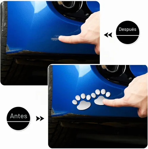 Vista 4 de Frienda 10 piezas de calcomanías 3D con huella de pata de perro para auto, calcomanías para ventanas, calcomanías de pata de perro