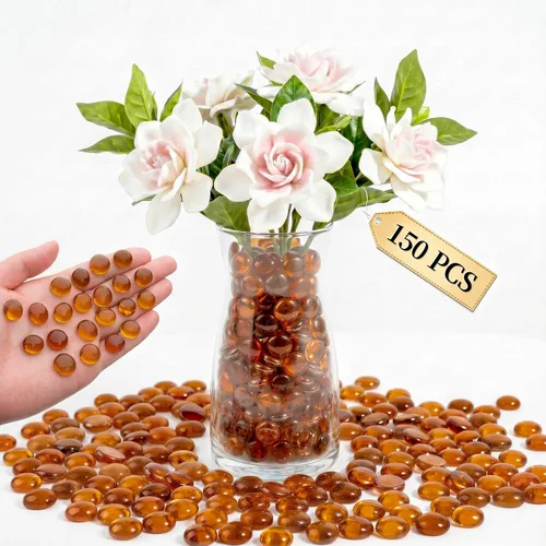 Vista 16 de Mini cuentas de vidrio para jarrones, 0.97 libras de relleno de jarrón decorativo, cuentas planas, gemas de vidrio para manualidades, piedras