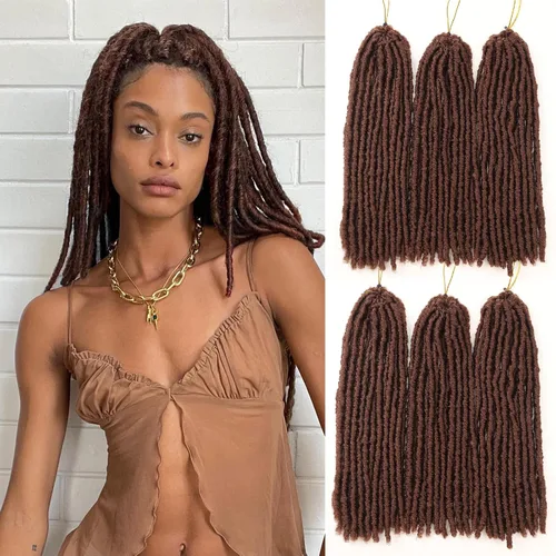 Vista 19 de WIGNEE Cabello de Ganchillo 120 Hebras Locs Sintéticos 8 Pulgadas Locs Suaves Pre-Trenzados 6 Paquetes Cabello de Ganchillo Pre-Anudado para Mujeres