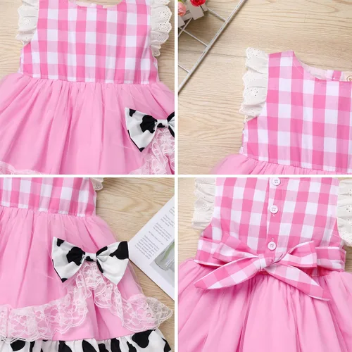 Vista 5 de Toddler Baby Girls 1st Birthday Outfit Cow Butterfly Strawberry Tulle Dress Princess Cake Smash Photo Shoot