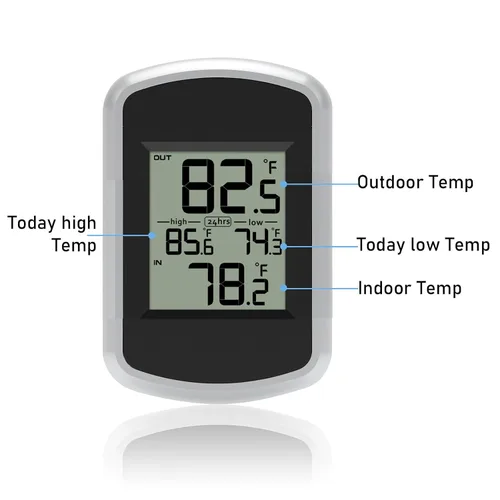 Vista 6 de Urageuxy Termómetro inalámbrico para interiores y exteriores, monitor digital de temperatura interior y exterior para invernadero y habitación
