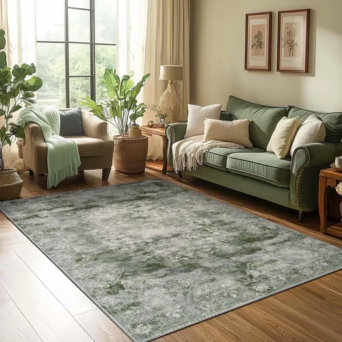 Vista 102 de jinchan Fiora - Alfombra lavable de área pequeña, alfombra de entrada floral de medio círculo de 2 x 3, tapete de media luna de pelo bajo, suave
