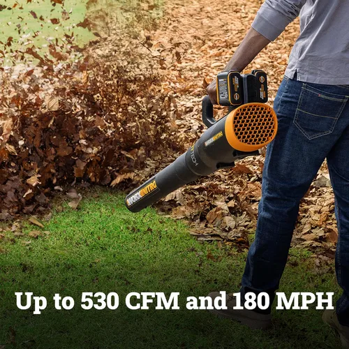 Vista 6 de WORX WP925 - Combo de recortadora de hilo y soplador de hojas, 15 pulgadas y 40 V con eje de fibra de carbono, soplador eléctrico silencioso de 530