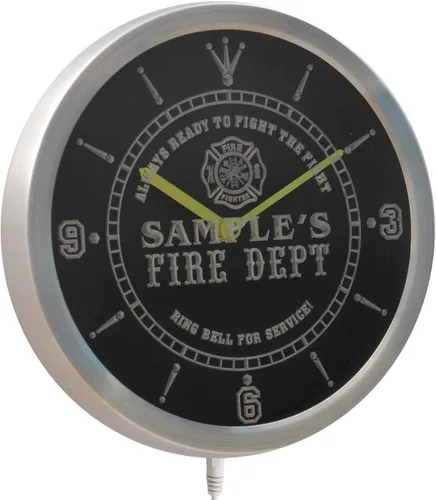 Vista 2 de ADVPRO ncqy-tm - Reloj de pared LED personalizado con letrero de neón para bomberos
