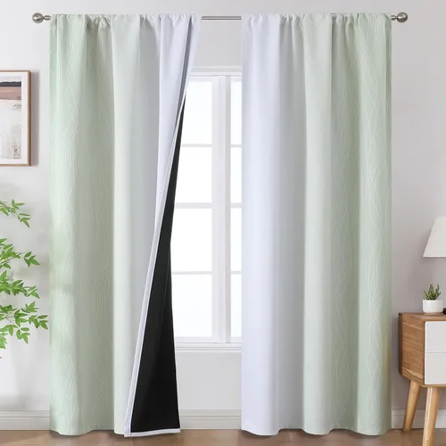 Vista 83 de Estelar Textiler Cortinas oscurecedoras beige y blanco grisáceo de 45 pulgadas de largo, cortinas graduadas con bloqueo de luz para baño, cortinas