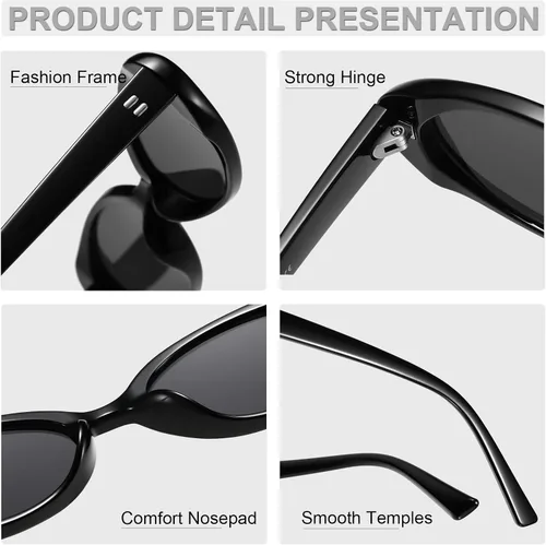 Vista 5 de Verfimaci Gafas de sol ovaladas retro para mujer gafas de ojo de gato de moda