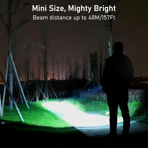 Vista 3 de Blukar EDC recargable llavero linterna, 360L mini luz de flash portátil 3 Lighting Modes, Memory Function, Waterproof, Compact Pocket Light for