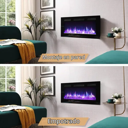 Vista 3 de Efiretric® Grace - Chimenea eléctrica 3 en 1 de 36 pulgadas de ancho (EF449), independiente, montada en la pared, empotrada, efecto de llama de 9