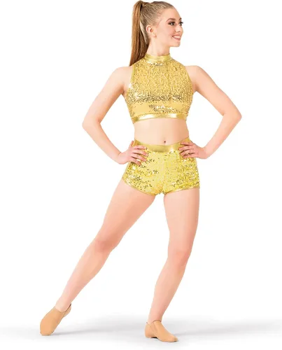 Vista 5 de Double Platinum Womens Sequin Mock Neck Crop Top