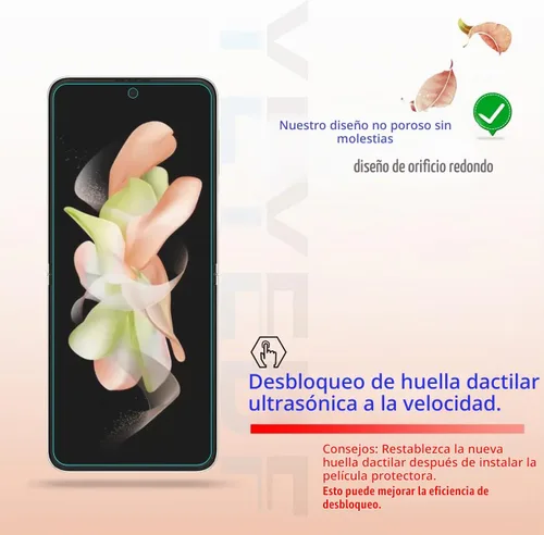 Vista 4 de Protector de pantalla para Galaxy Z Flip 4 5G + protectores de lente de cámara, [2+2 unidades] Protector de pantalla de cobertura completa