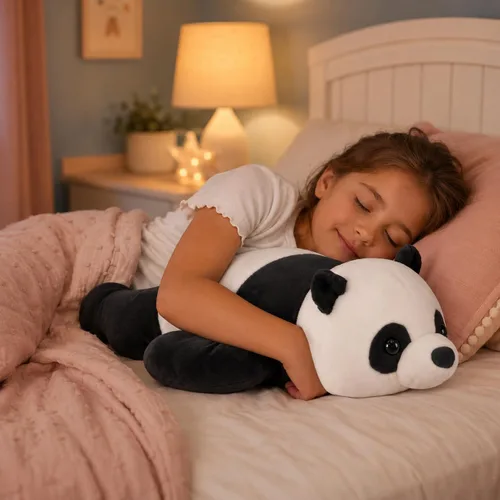 Vista 4 de Almohada de peluche de oso panda gigante de 24" lindo, almohada de cuerpo suave, juguete de animales de peluche de panda grande, regalo para niños