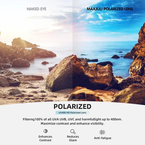 Vista 5 de MAXJULI Gafas de sol polarizadas grandes para hombres y mujeres con protección UV 400 8125