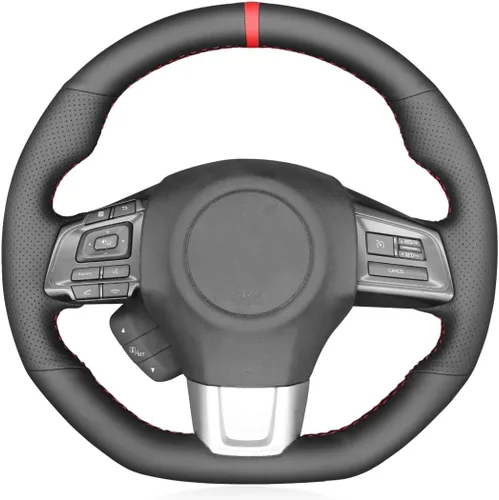 Vista 37 de MEWANT Funda de volante de automóvil transpirable cosida a mano para Subaru WRX 2015-2021 / WRX STI 2015-2021, accesorios para volante Subaru WRX