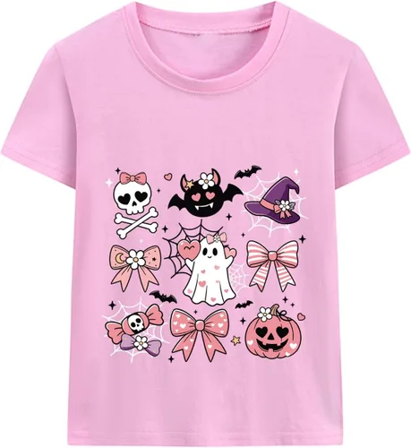 Vista 8 de CM-Kid Camiseta de manga corta de Halloween para niña pequeña Telaraña abucheo