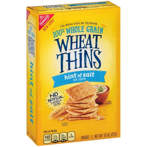 Vista 15 de Wheat Thins Galletas Integrales con un Toque de Sal de Grano Entero de Baja Sodio, 6 Cajas de 9.1 oz Cada Una