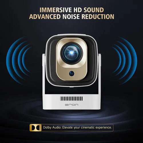 Vista 3 de Proyector portátil HY260 PRO MINI actualizado, soporte nativo 1080P para resolución 4K con Bluetooth 5.4 WIFI6 300 ANSI Android 11,180° giratorio